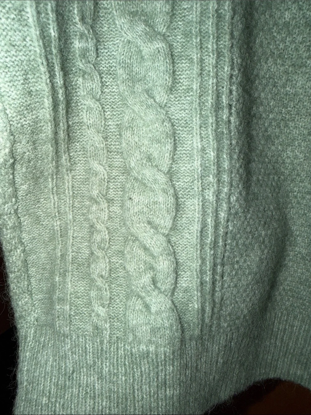 Madewell Sage Green Cable-Knit Crewneck Sweater